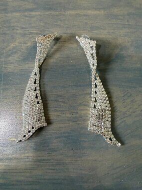 Vintage Rhinestone Sparking Chandelier Earrings Statement Wedding Dangling